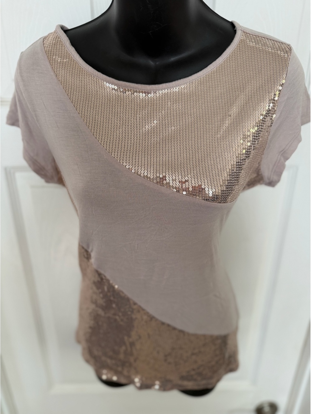 Kische taupe sequin short sleeve top
